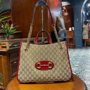 N16 Slightly Used Gucci 1955 Monogram Chain Bag